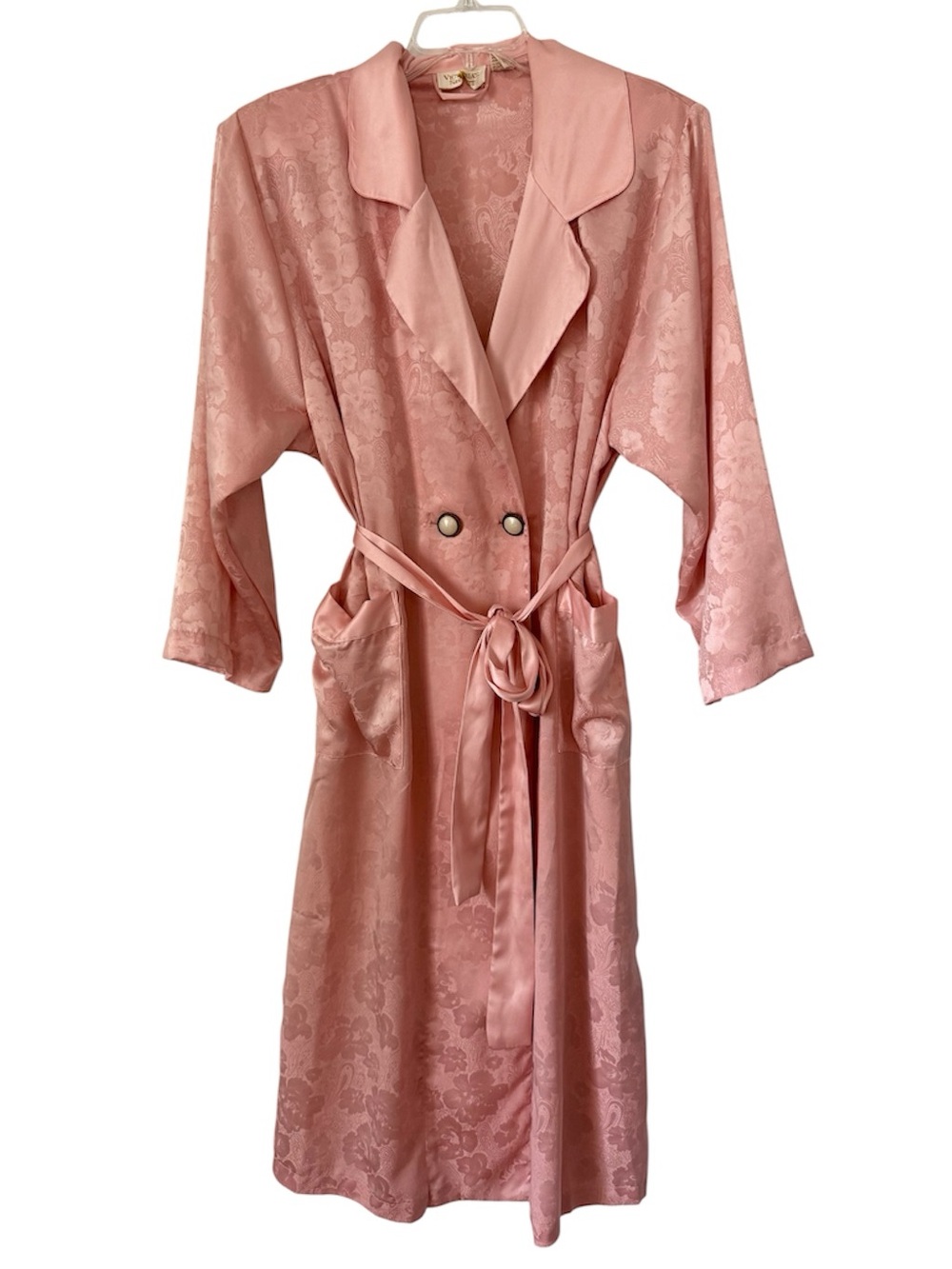 Victoria’s Secret Vintage Gold Label Satin Jacquard floral Robe Pink Medium
